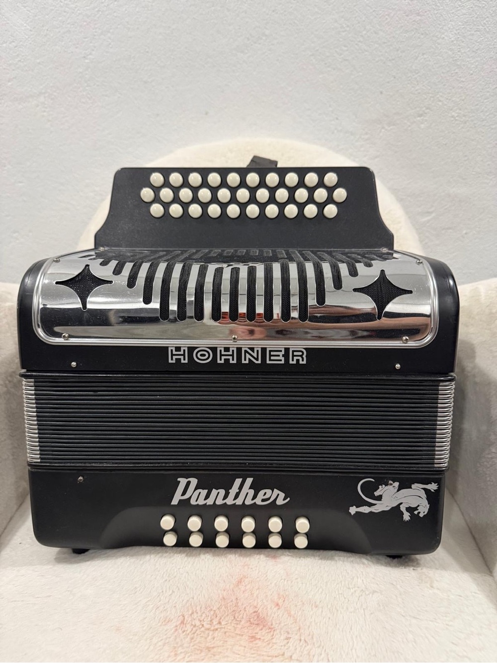Hohner Panther Black Button Accordion - Black